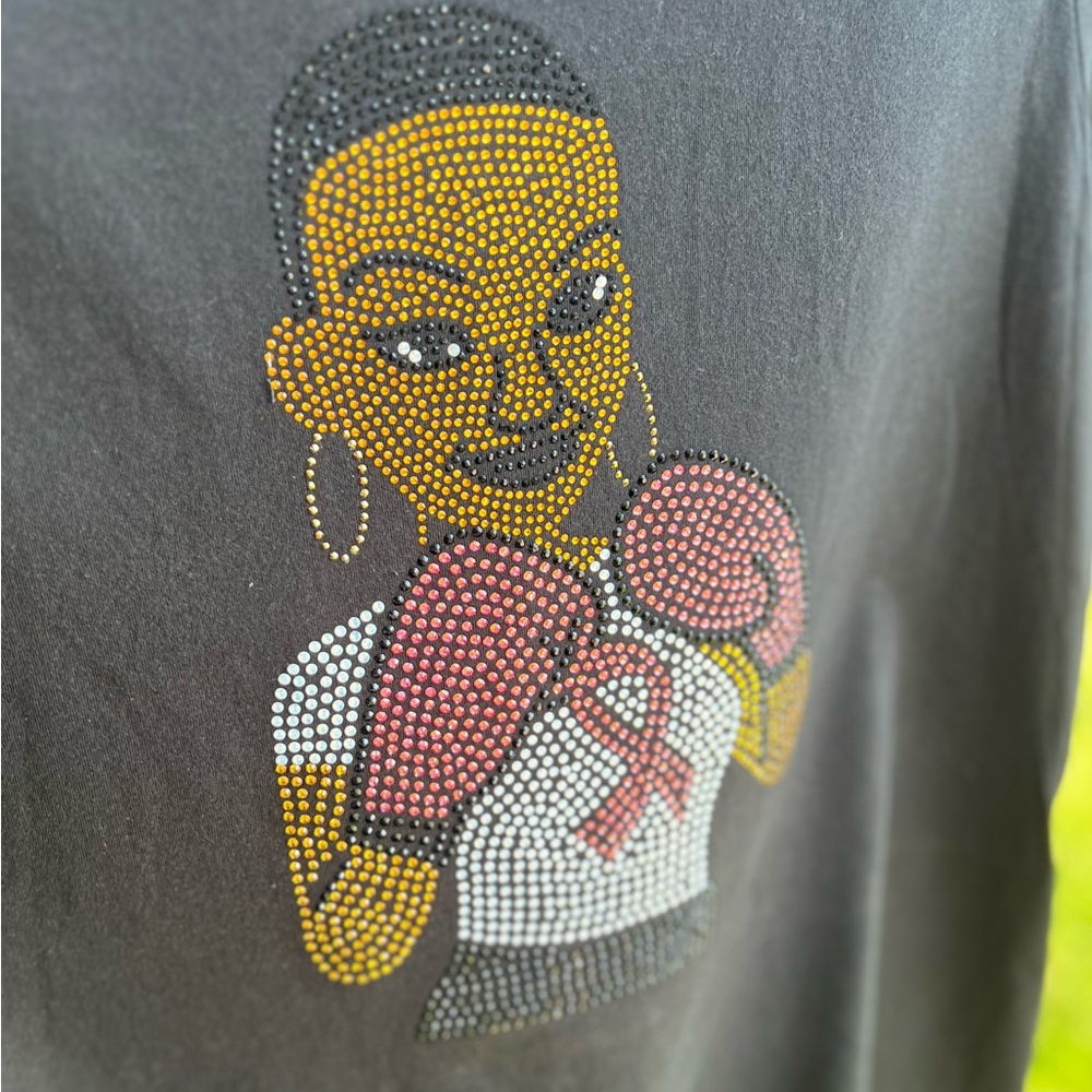 Women’s Rhinestone Breast Cancer Awareness T-Shirt